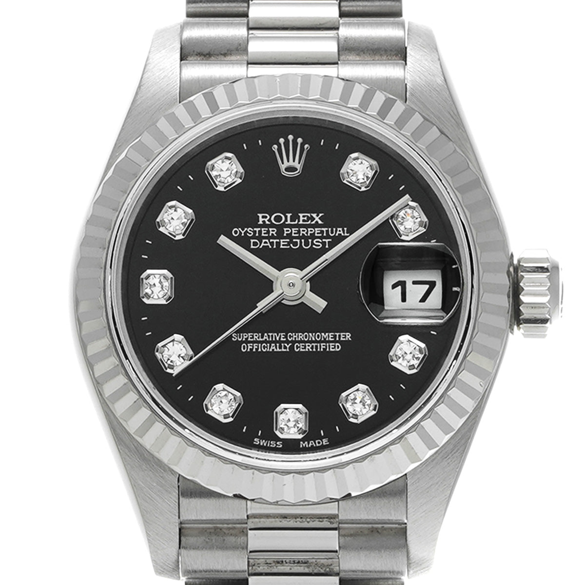 DATE JUST 79179G K (manufactured circa 2001) Black/Diamond ROLEX Ladies [Pre-Owned].