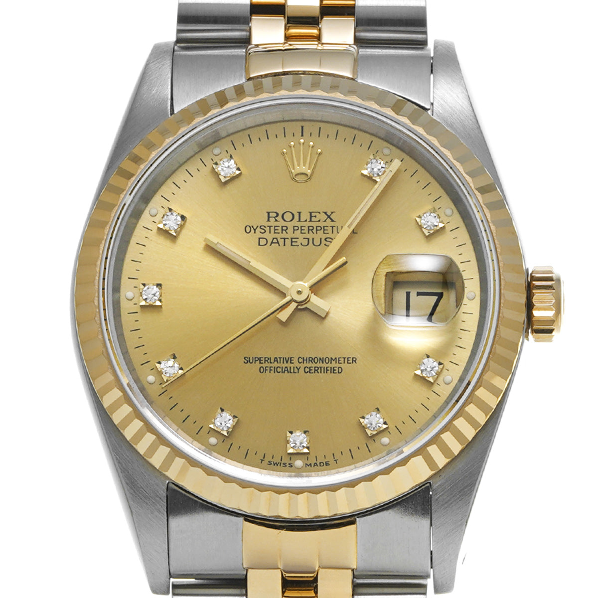 DATE JUST 16233G X (manufactured circa 1993) Champagne/Diamond ROLEX Men's [Pre-Owned].