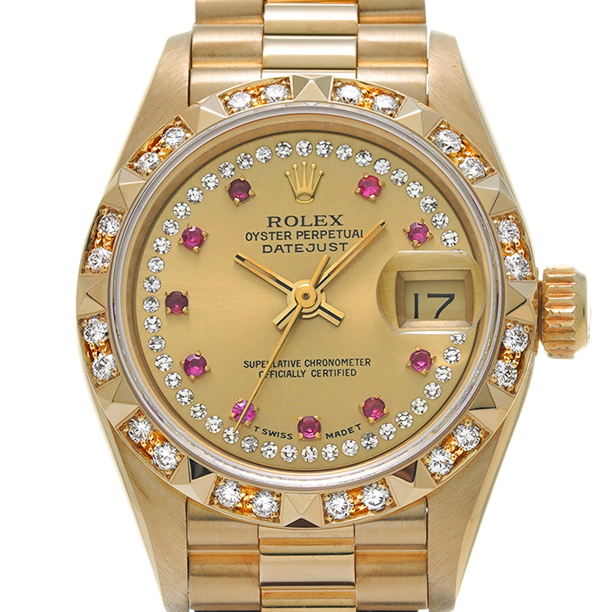 Datejust 69258G E (manufactured circa 1990) Champagne / Diamonds / Pink Sapphire ROLEX Ladies [Pre-owned].