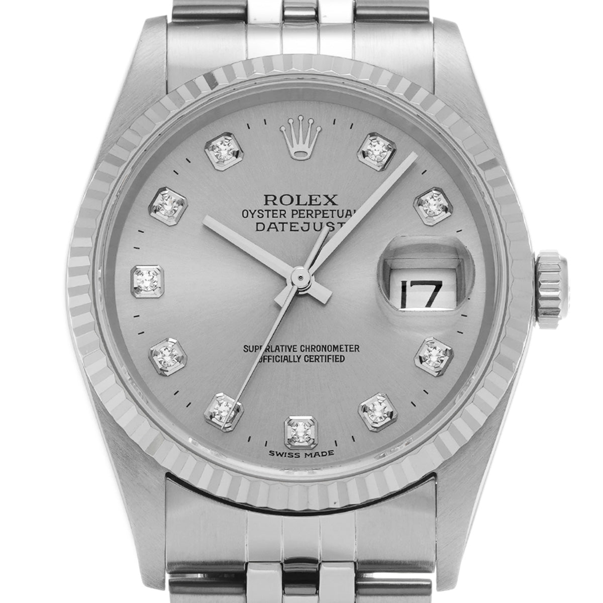 DATE JUST 16234G Y (made around 2002) Silver/Diamond ROLEX Men's [Pre-Owned].