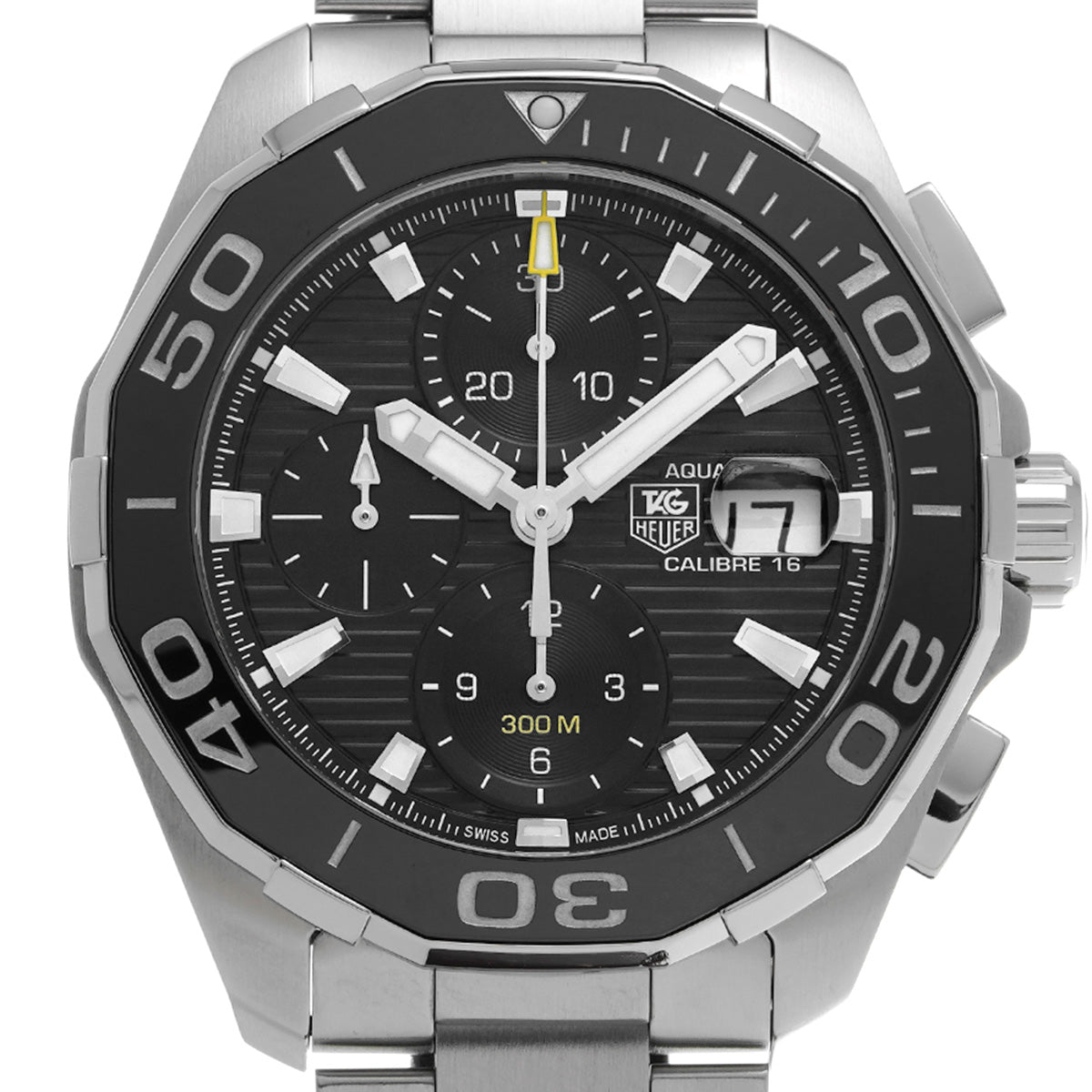 Aquaracer Calibre 16 Chronograph CAY211A.BA0927 Black TAG HEUER Men's [Pre-Owned]