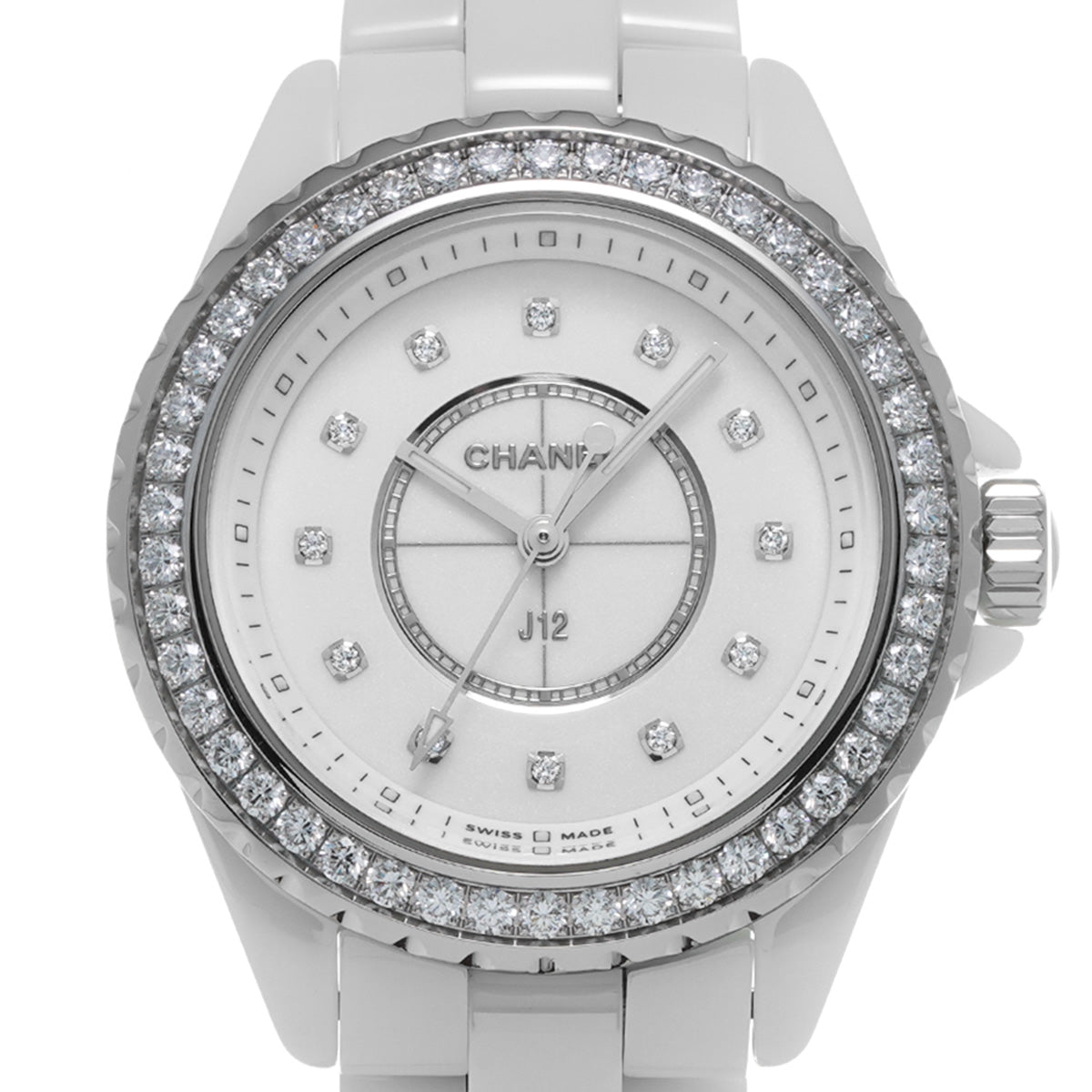 J12 33MM H6418 White/Diamond CHANEL Ladies [Pre-owned].