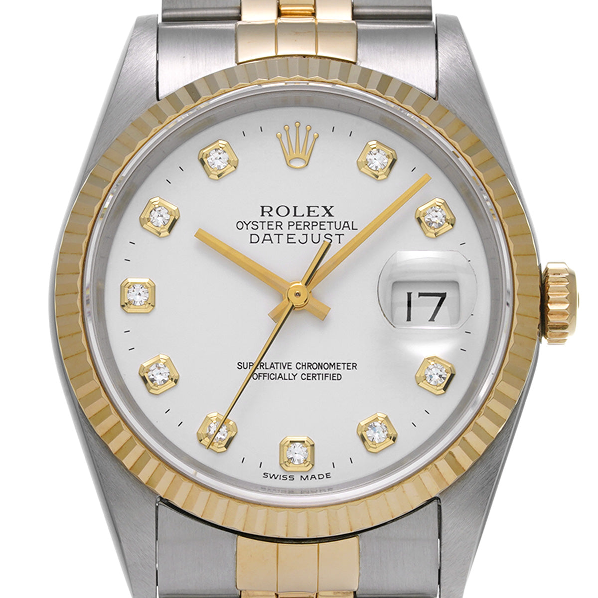 DATE JUST 36 16233G S (made around 1994) White/Diamond ROLEX Men's [Pre-Owned].