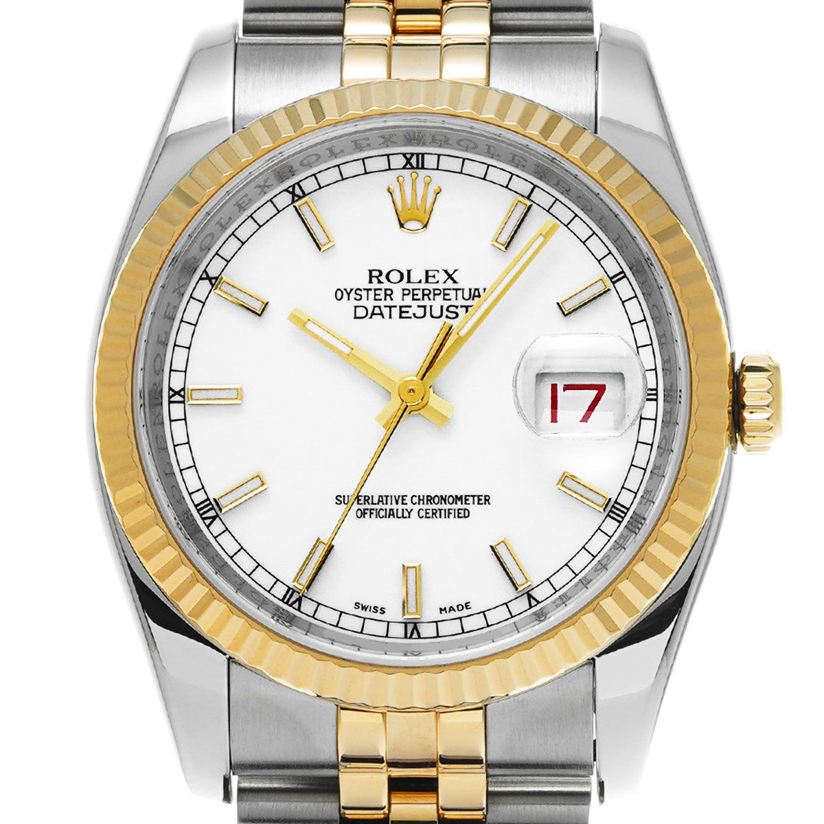 DATE JUST 116233 V (manufactured circa 2009) White ROLEX Men's [Pre-Owned].