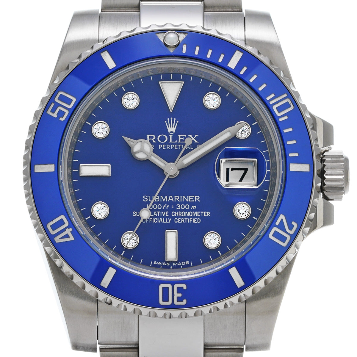 Submariner Date 116619GLB G (manufactured circa 2010) Blue/Diamond ROLEX Men's [Pre-Owned].