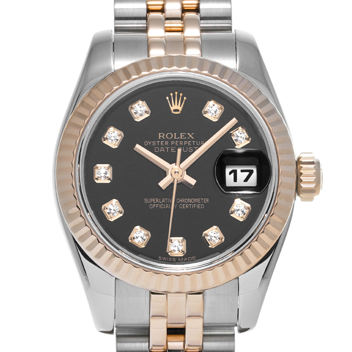 DATE JUST 179171G G (made around 2012) Black/Diamond ROLEX Ladies [Pre-Owned].