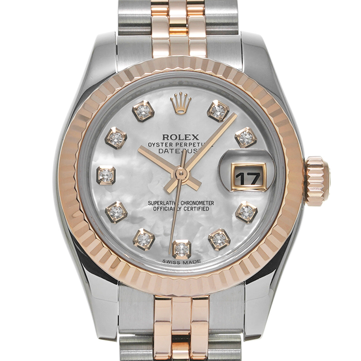DATE JUST 179171G Random Serial White MOP/Diamond ROLEX Ladies [Pre-Owned].