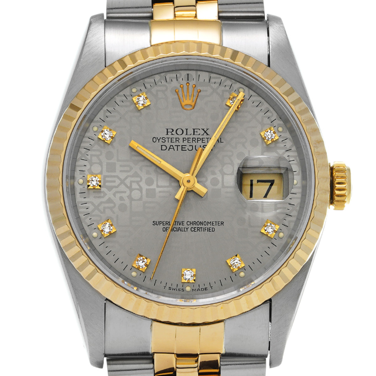 DATE JUST 16233G X (manufactured circa 1993) Gray Computer/Diamond ROLEX Men's [Pre-Owned].