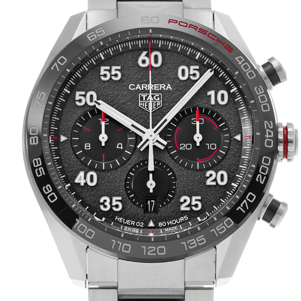 Carrera Calibre Heuer 02 Chronograph Porsche CBN2A1F.BA0643 Gray/Black TAG HEUER Men's [Pre-Owned].