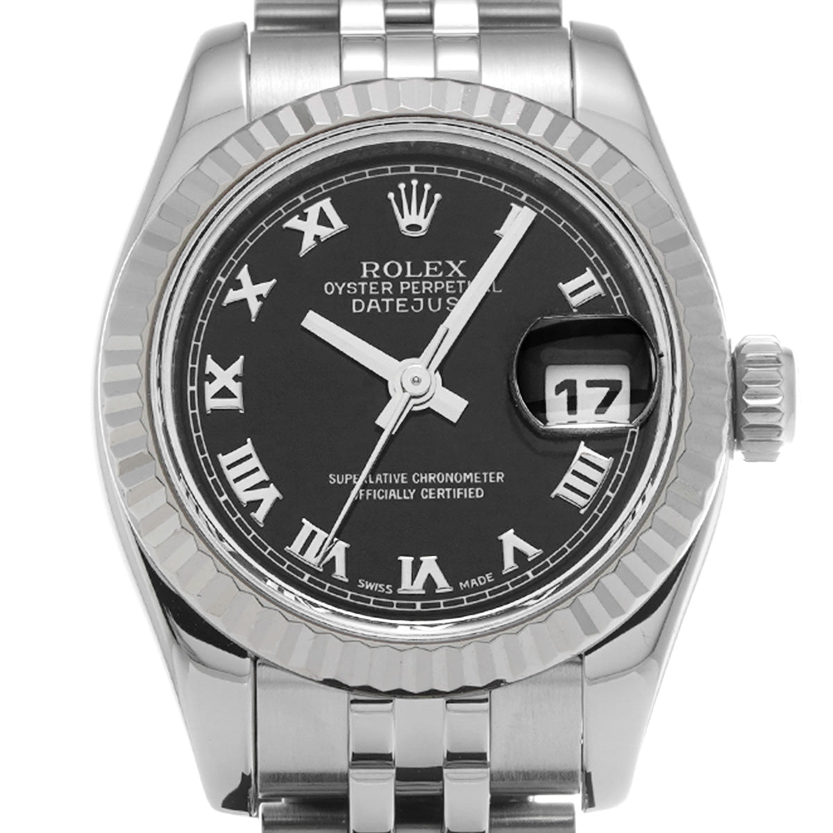DATE JUST 179174 V (manufactured around 2009) Black ROLEX Ladies [Pre-Owned].