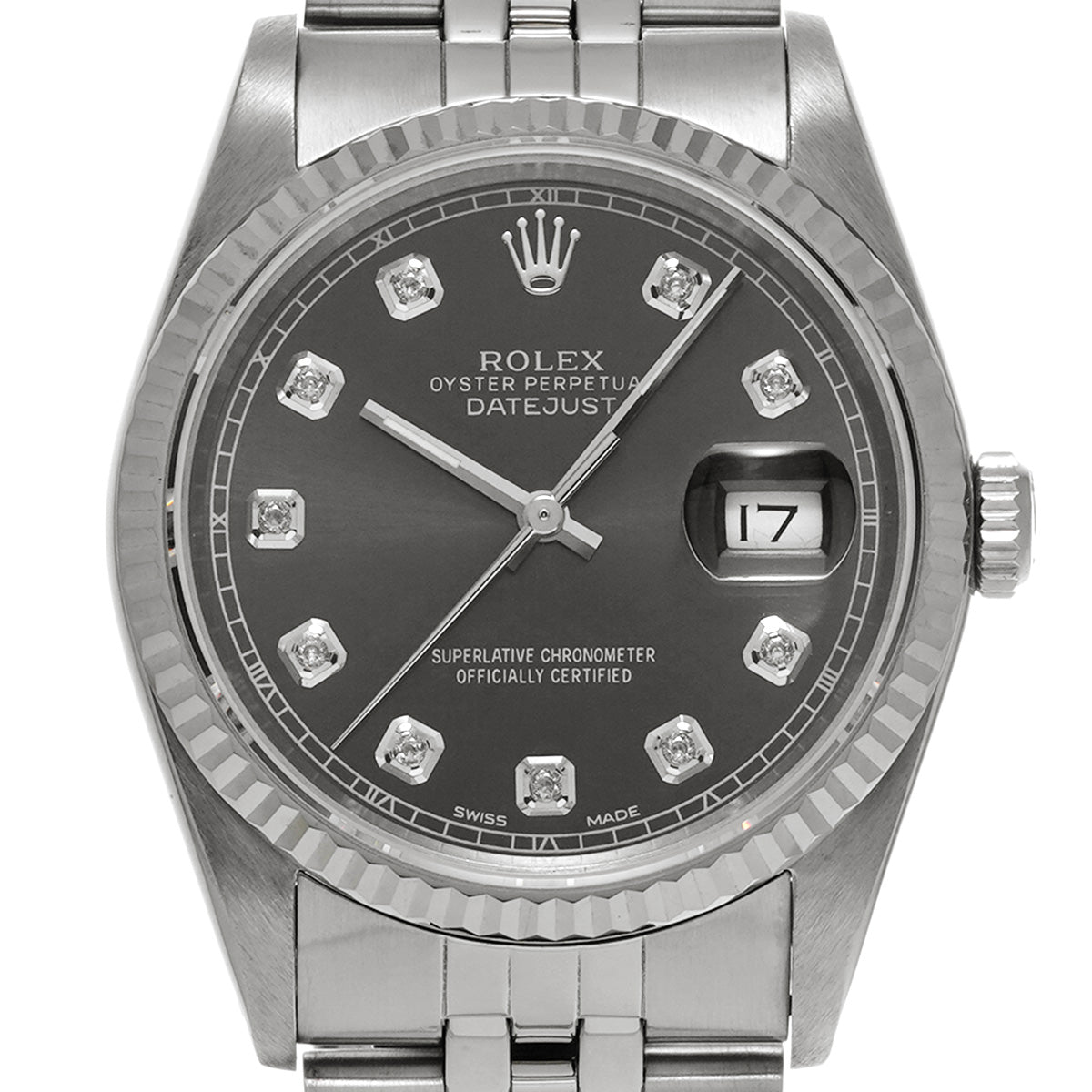 DATE JUST 16234G E (manufactured circa 1990) Black/Diamond ROLEX Men's [Pre-Owned].