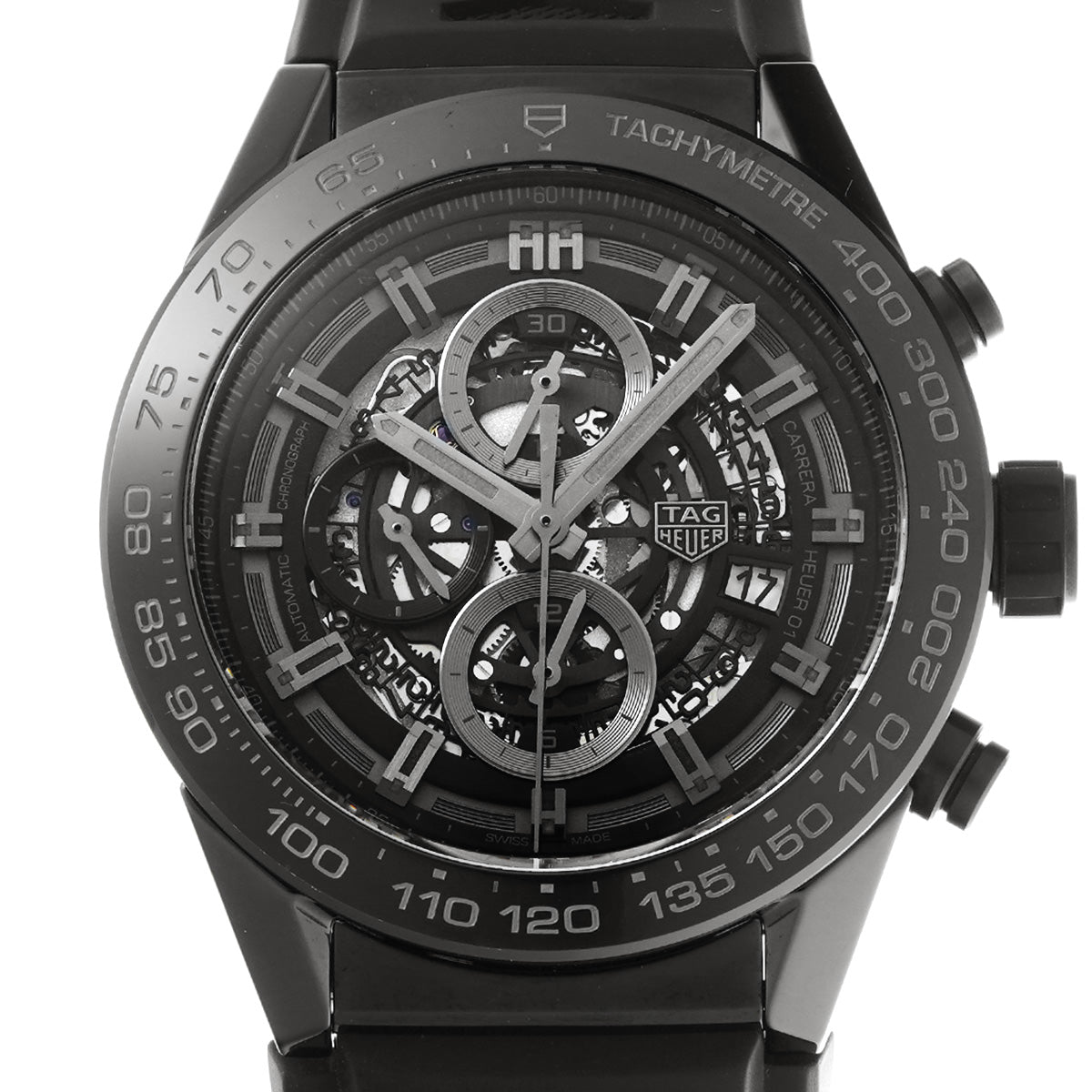 CARRERA CALIBRE HEUER 01 Chronograph CAR2A90.FT6071 Black TAG HEUER Men's [Pre-Owned].