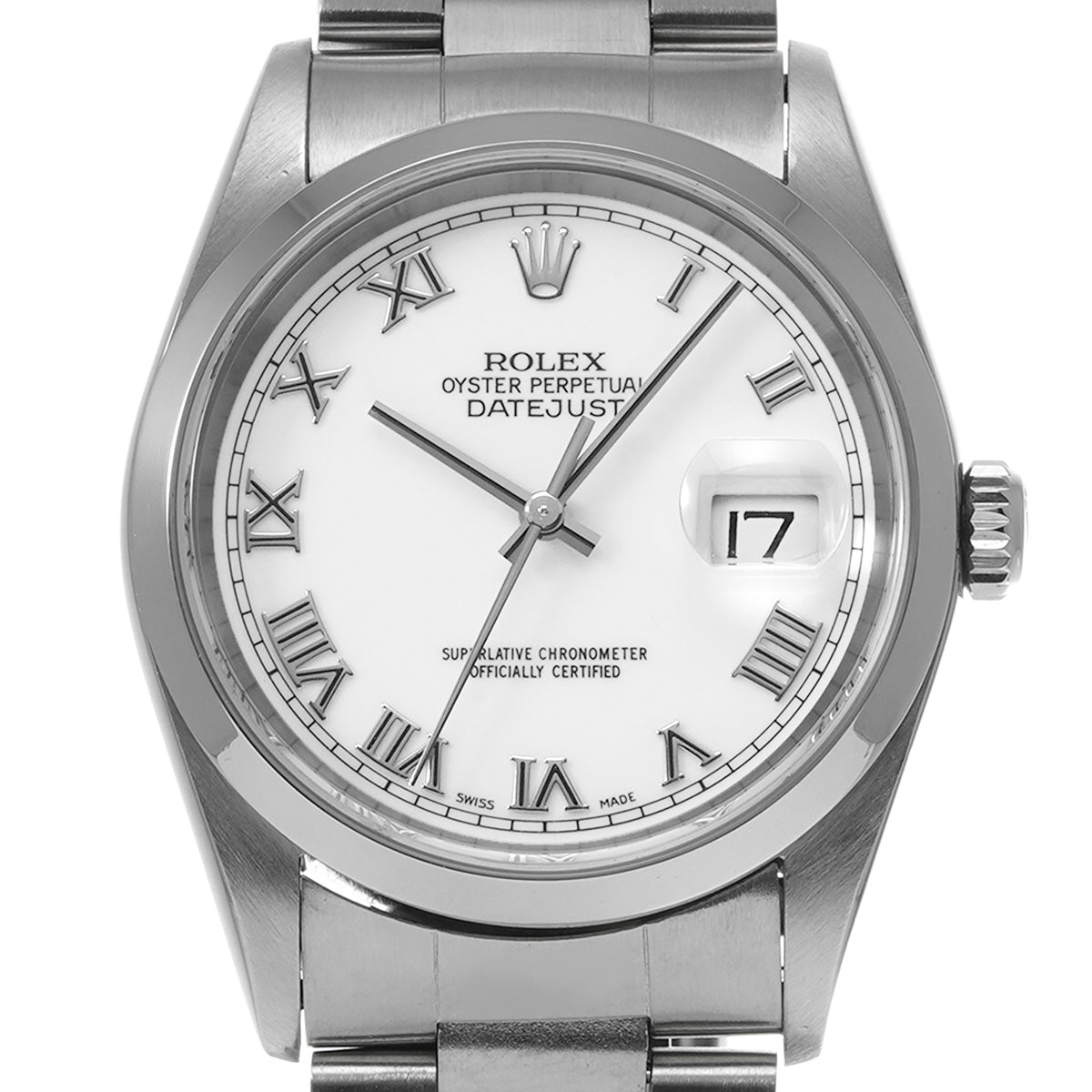 DATE JUST 16200 Y (manufactured circa 2003) White ROLEX Men's [Pre-Owned].