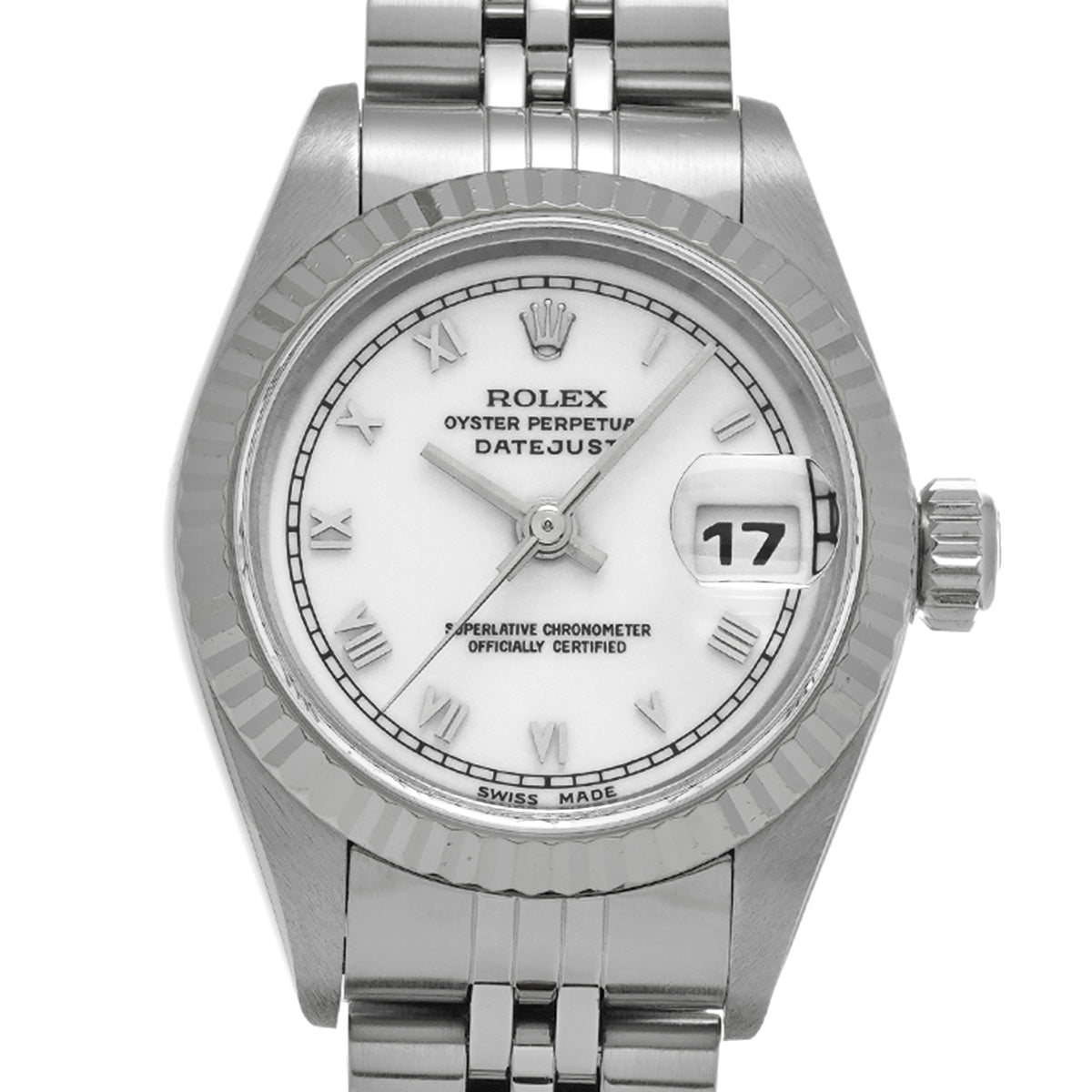 DATE JUST 69174 U (manufactured circa 1997) White ROLEX Ladies [Pre-Owned].