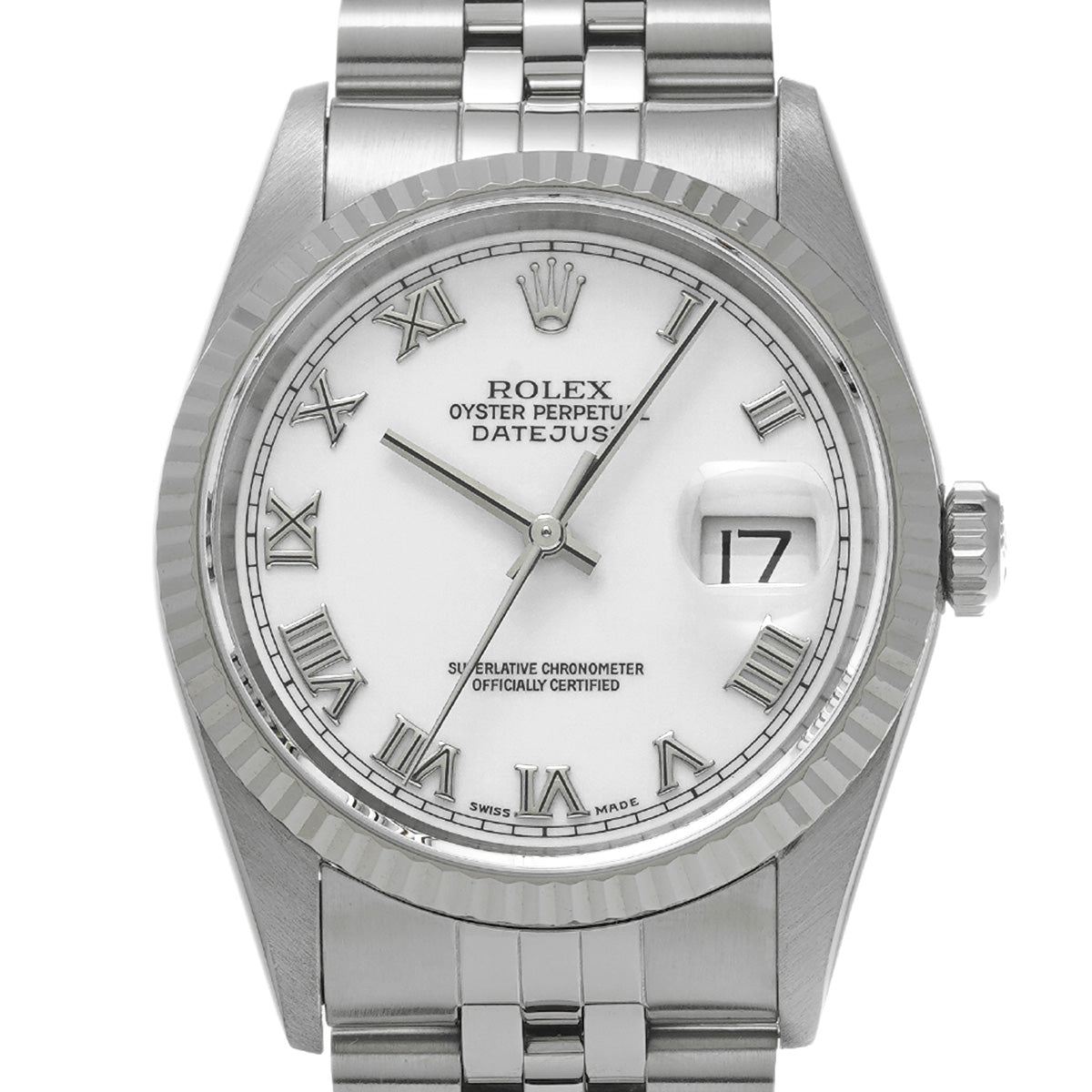 DATE JUST 16234 T (manufactured circa 1997) White ROLEX Men's [Pre-Owned].