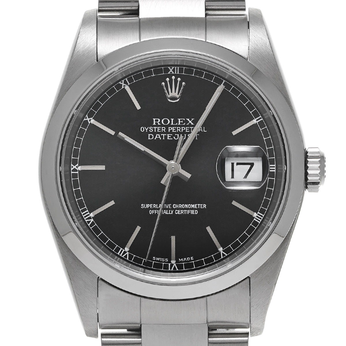 DATE JUST 16200 F (manufactured circa 2003) Black ROLEX Men's [Pre-Owned].