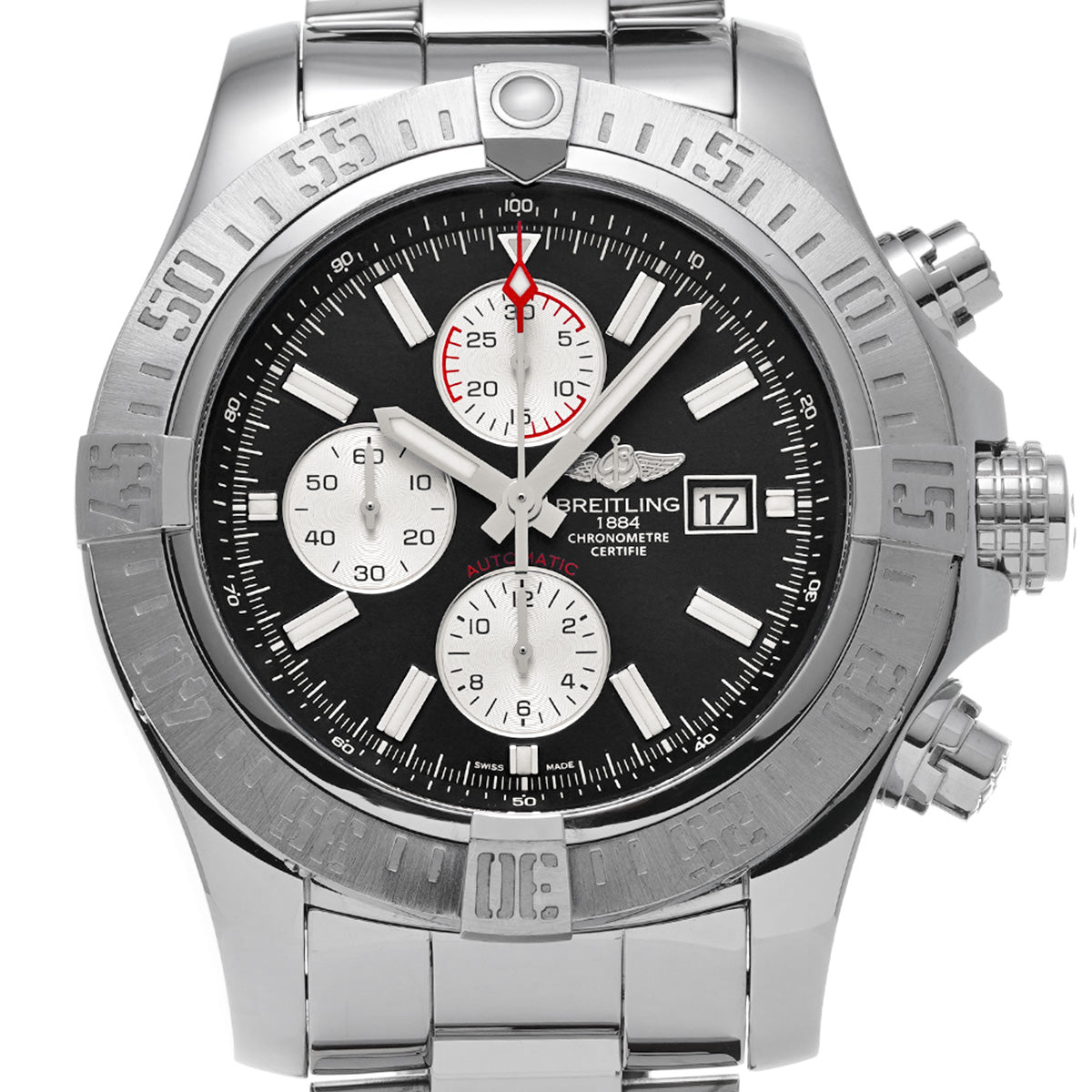 Super Avenger II A1337111/BC29 Black/Silver BREITLING Men's [Pre-Owned].