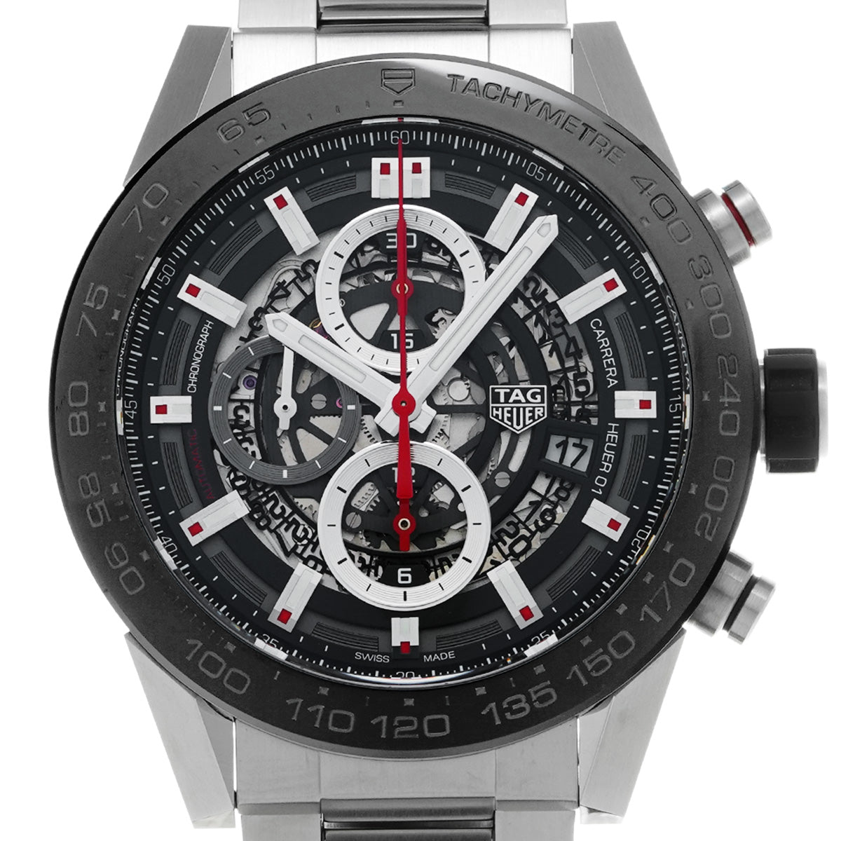 CARRERA CALIBRE HEUER 01 Chronograph CAR2A1W.BA0703 Black TAG HEUER Men's [Pre-Owned].