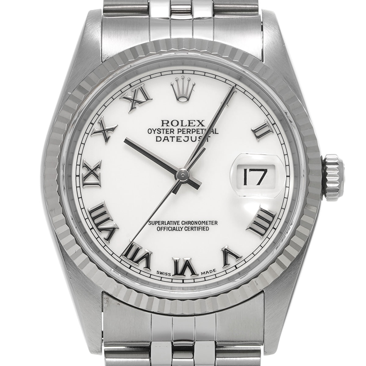 DATE JUST 16234 T (manufactured circa 1997) White ROLEX Men's [Pre-Owned].