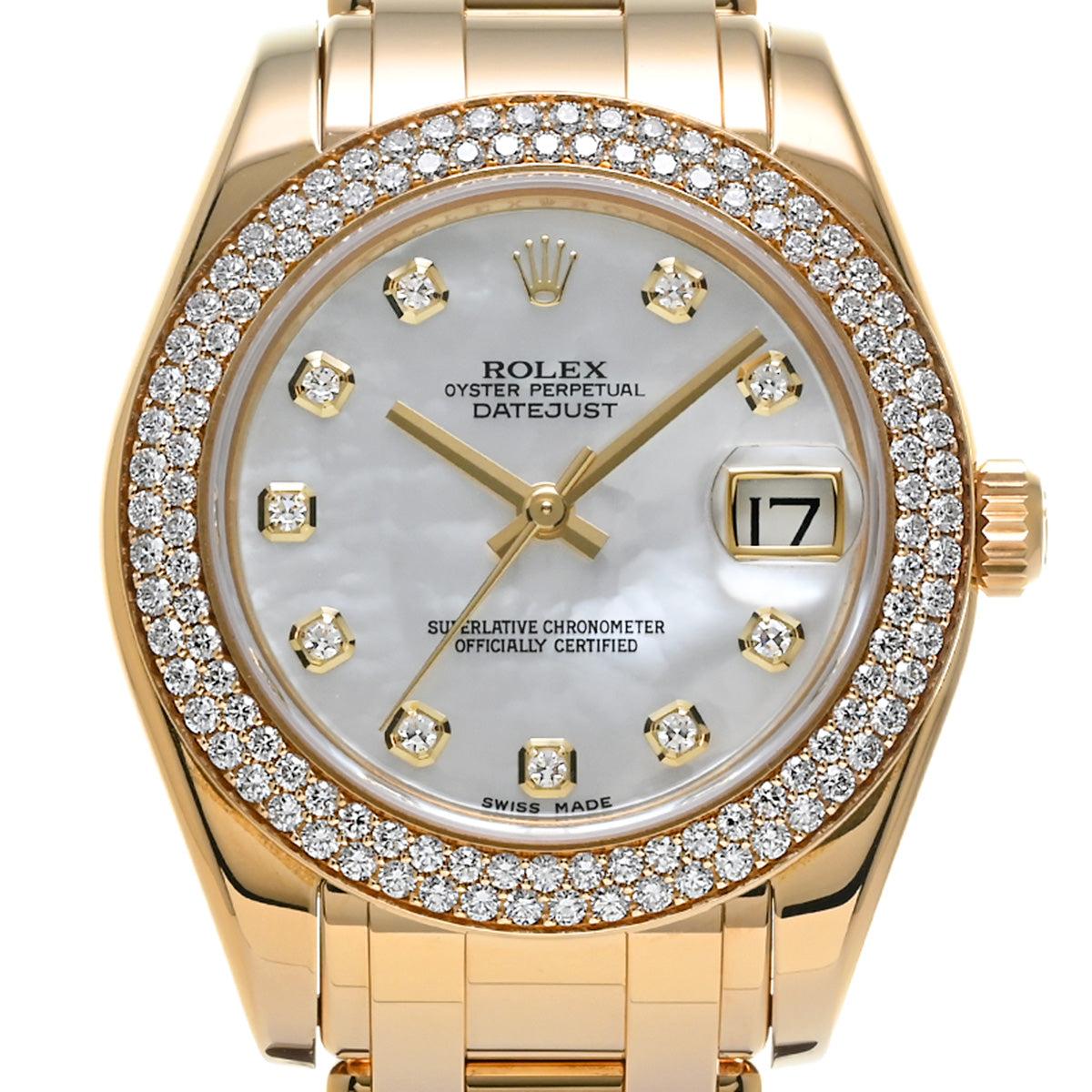 Datejust Pearlmaster 34 81338 Random Serial White MOP ROLEX Ladies [Pre-Owned].