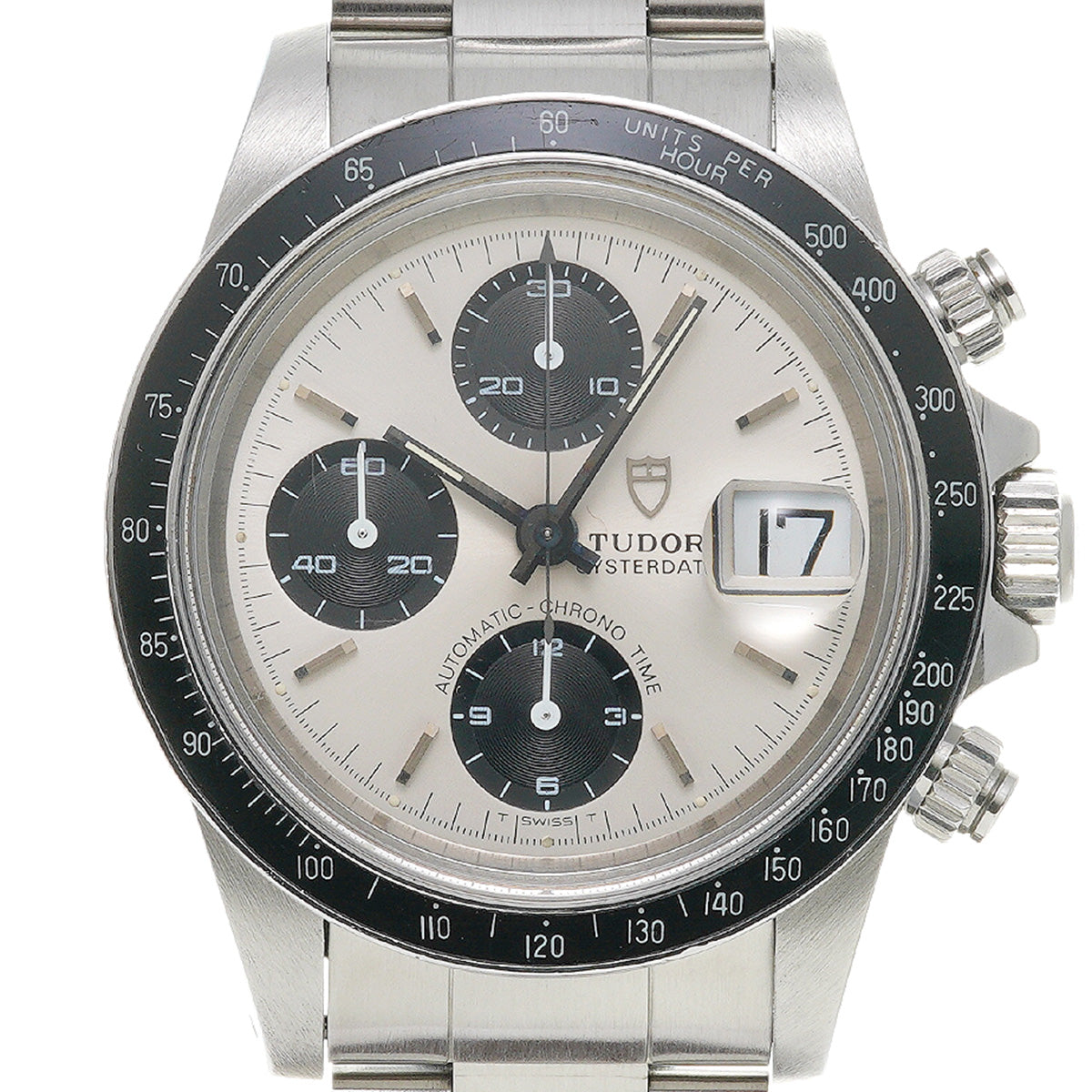 Chronotime 79160 B3*****(manufactured circa 1990) Silver/Black TUDOR Men's [Pre-Owned].