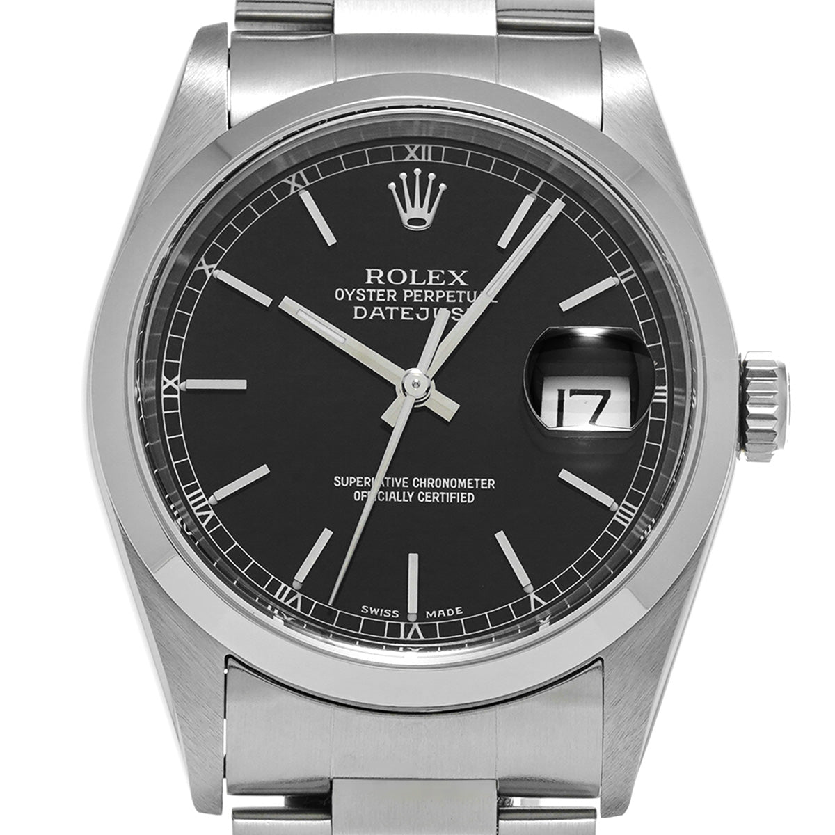 DATE JUST 16200 Y (made around 2002) Black ROLEX Men's [Pre-owned].