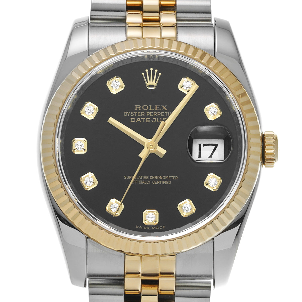 DATE JUST 116233G G (made around 2010) Black/Diamond ROLEX Men's [Pre-Owned].