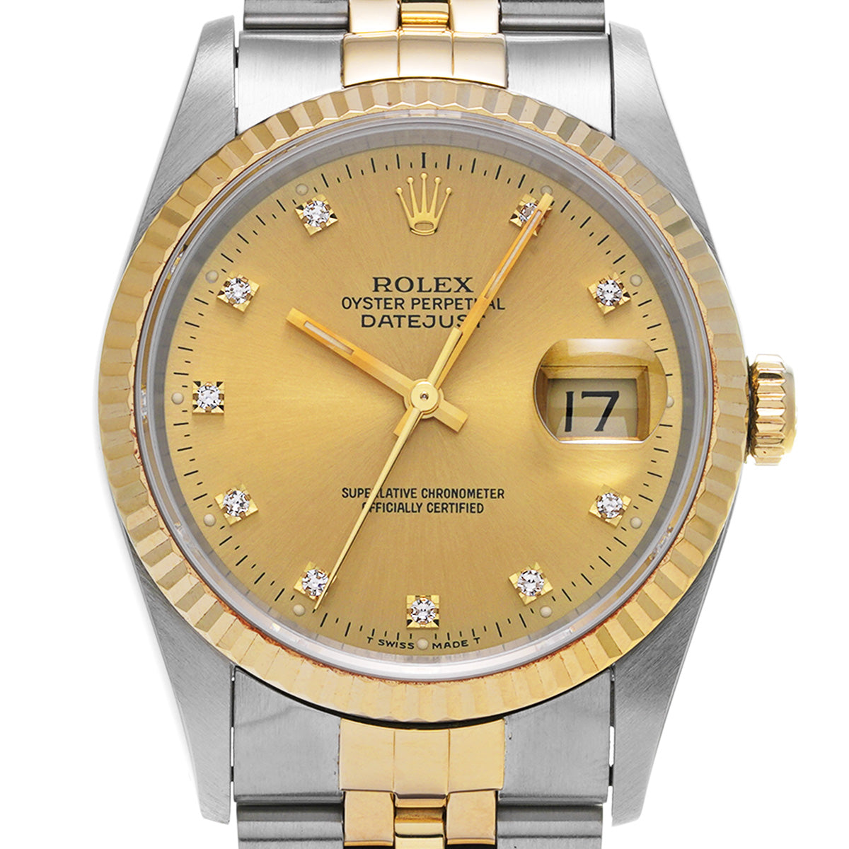 DATE JUST 16233G X (manufactured circa 1992) Champagne/Diamond ROLEX Men's [Pre-Owned].