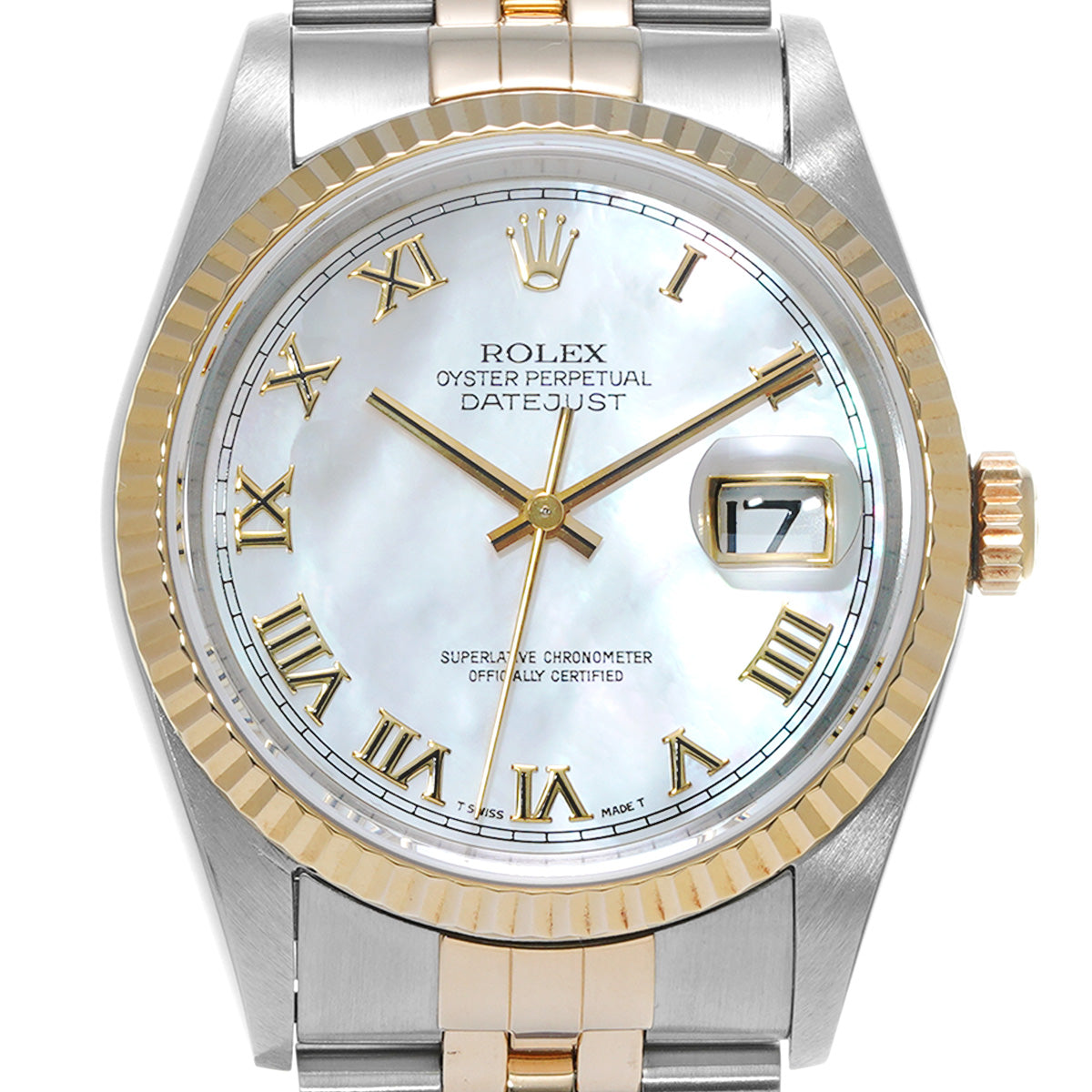DATE JUST 16233NR W (made around 1995) White MOP ROLEX Men's [Pre-Owned].