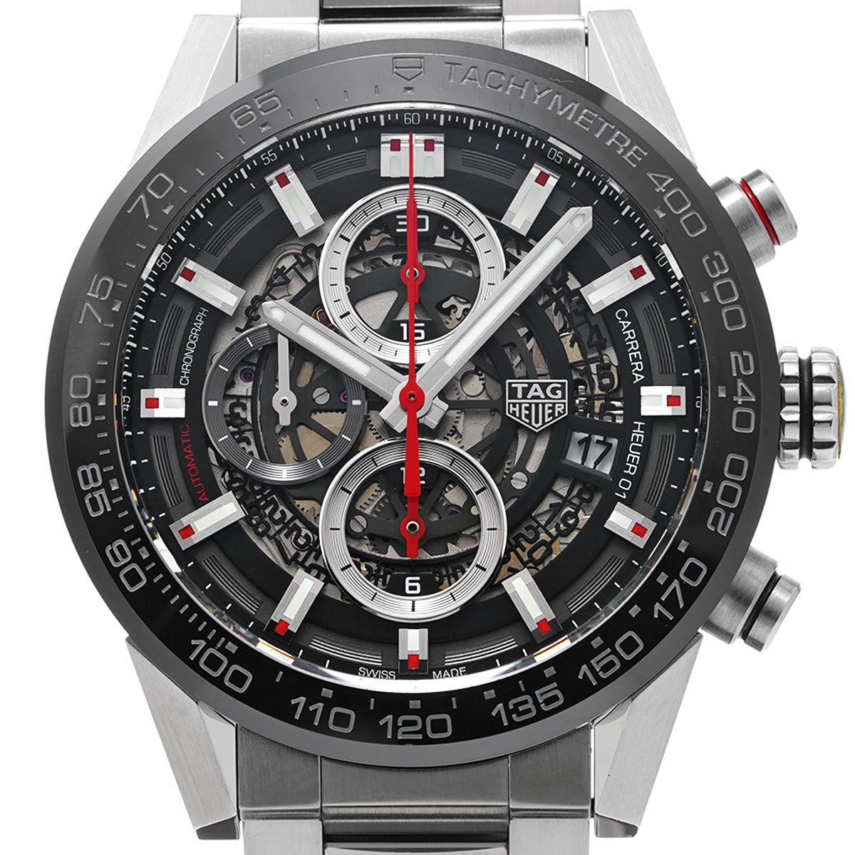 CARRERA CALIBRE HEUER 01 Chronograph CAR201V.BA0714 Black TAG HEUER Men's [Pre-Owned].