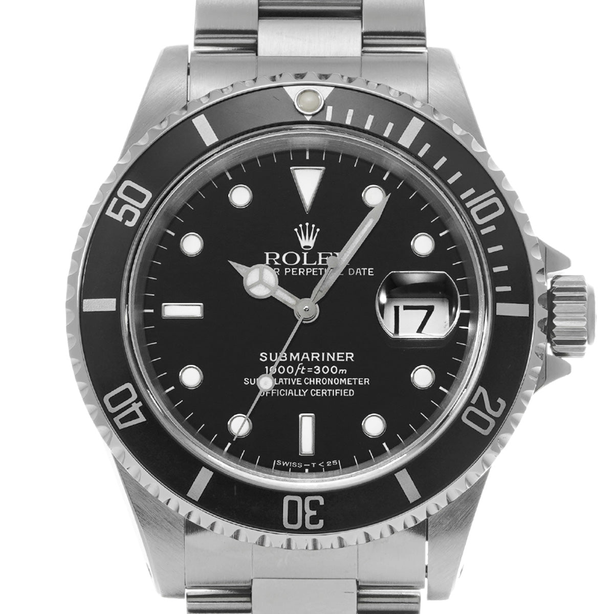 Submariner Date 16610 T (manufactured circa 1996) Black ROLEX Men's [Pre-Owned].