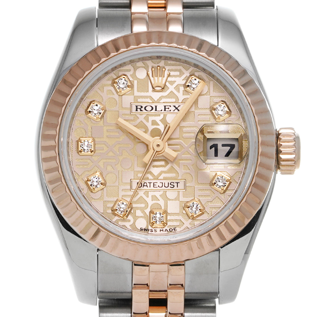 DATE JUST 179171G (manufactured circa 2006) Pink Computer/Diamond ROLEX Ladies [Pre-Owned].