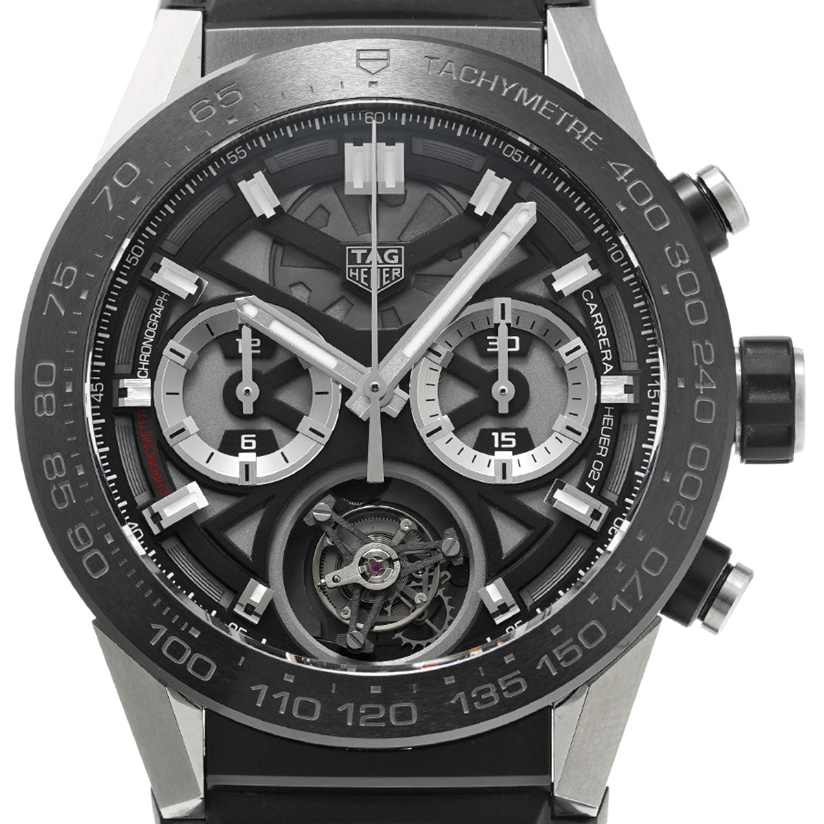 CARRERA Calibre Heuer 02T Chronograph Tourbillon CAR5A8Y.FC6377 Black TAG HEUER Men's [Pre-Owned].