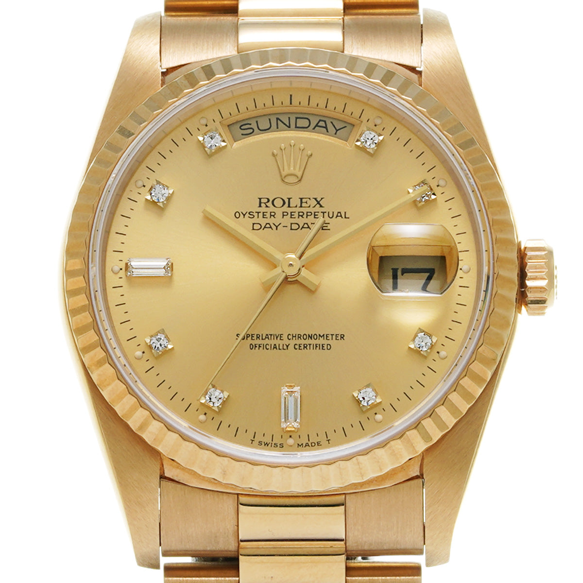 Day Date 36 18238A L (manufactured circa 1988) Champagne/Diamond ROLEX Men's [Pre-Owned].