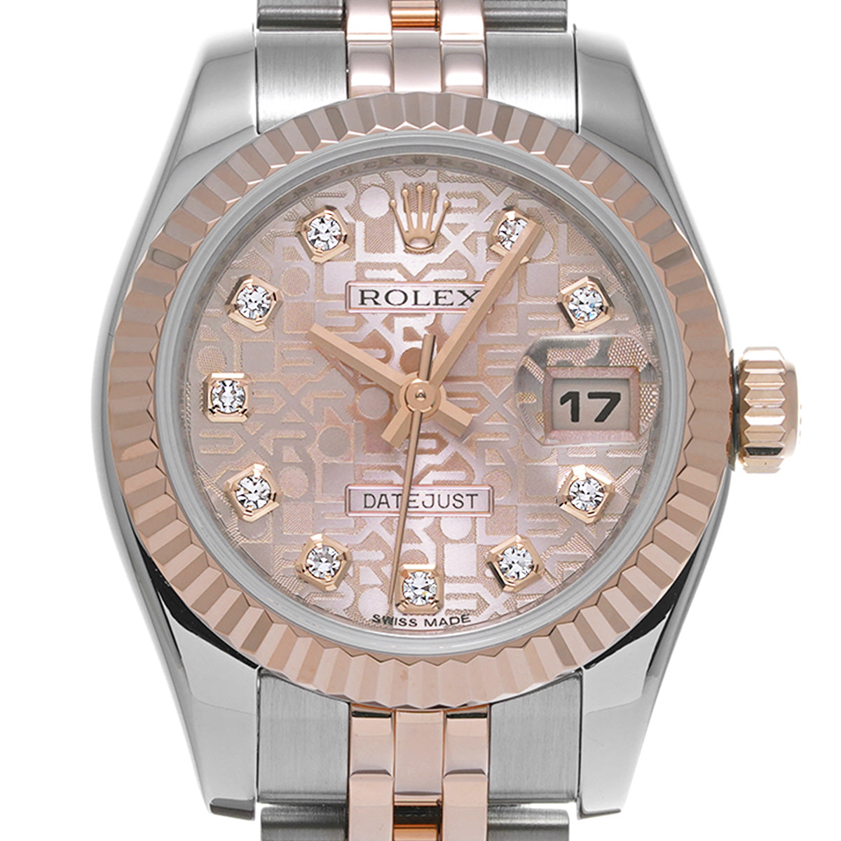 DATE JUST 179171G G (manufactured circa 2010) Pink Computer/Diamond ROLEX Ladies [Pre-Owned].