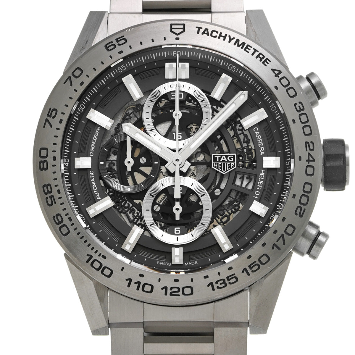 CARRERA CALIBRE HEUER 01 Chronograph Grey Phantom CAR2A8A.BF0707 Black TAG HEUER Mens [Pre-Owned].