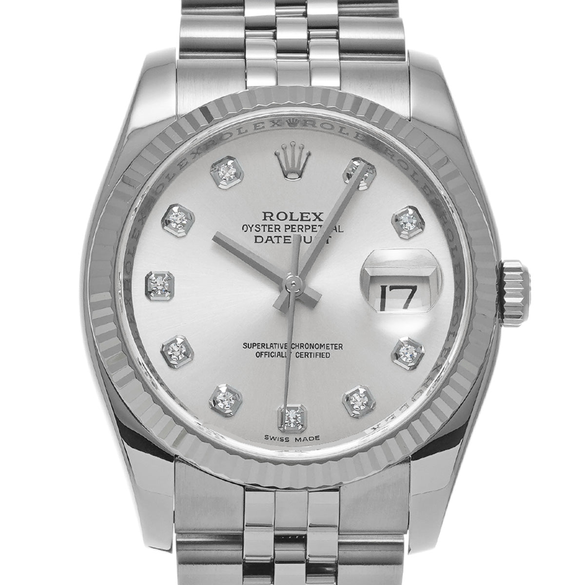 DATE JUST 116234G M (manufactured circa 2007) Silver/Diamond ROLEX Men's [Pre-Owned].