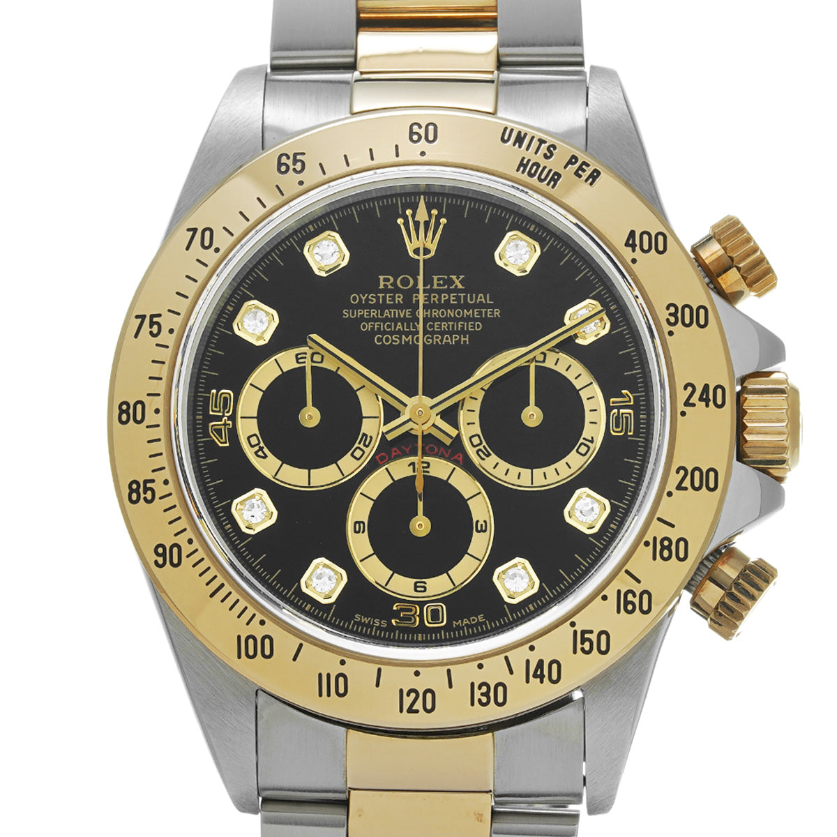 Cosmograph Daytona 16523G U No. (manufactured circa 1997) Black/Diamond ROLEX Men's [Pre-Owned].