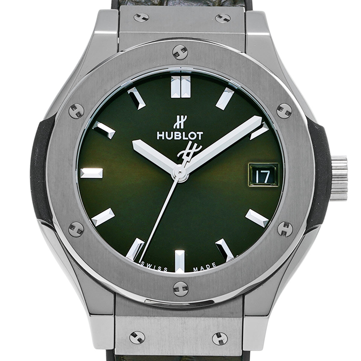 Classic Fusion Titanium Green Diamond 581.NX.8970.LR Green HUBLOT Men's [Pre-Owned].