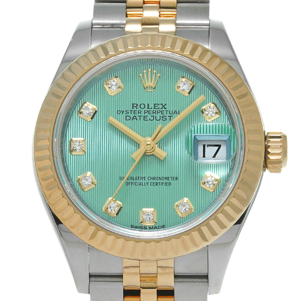 Lady Datejust 28 279173G Random Serial Mint Green Tapestry/Diamond ROLEX Ladies [Pre-Owned].