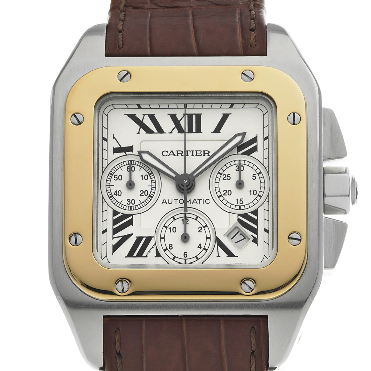 Santos 100 Chronograph XL W20091X7 Silver CARTIER Men's [Pre-Owned]