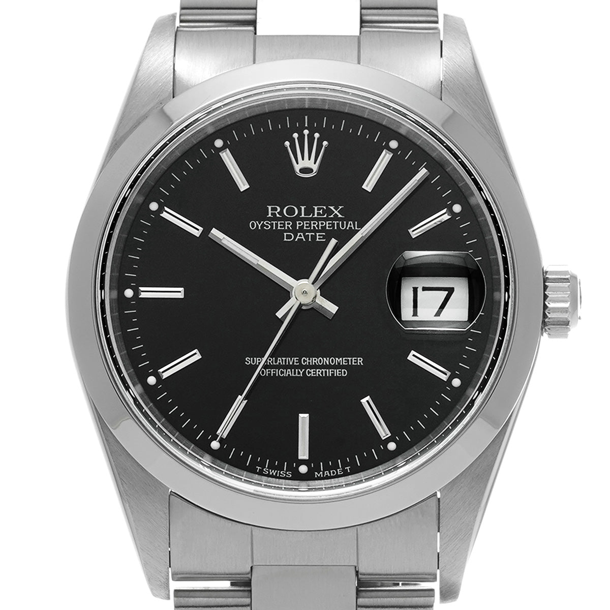 Oyster Perpetual Date 15200 U (manufactured circa 1997) Black ROLEX Men's [Pre-Owned].