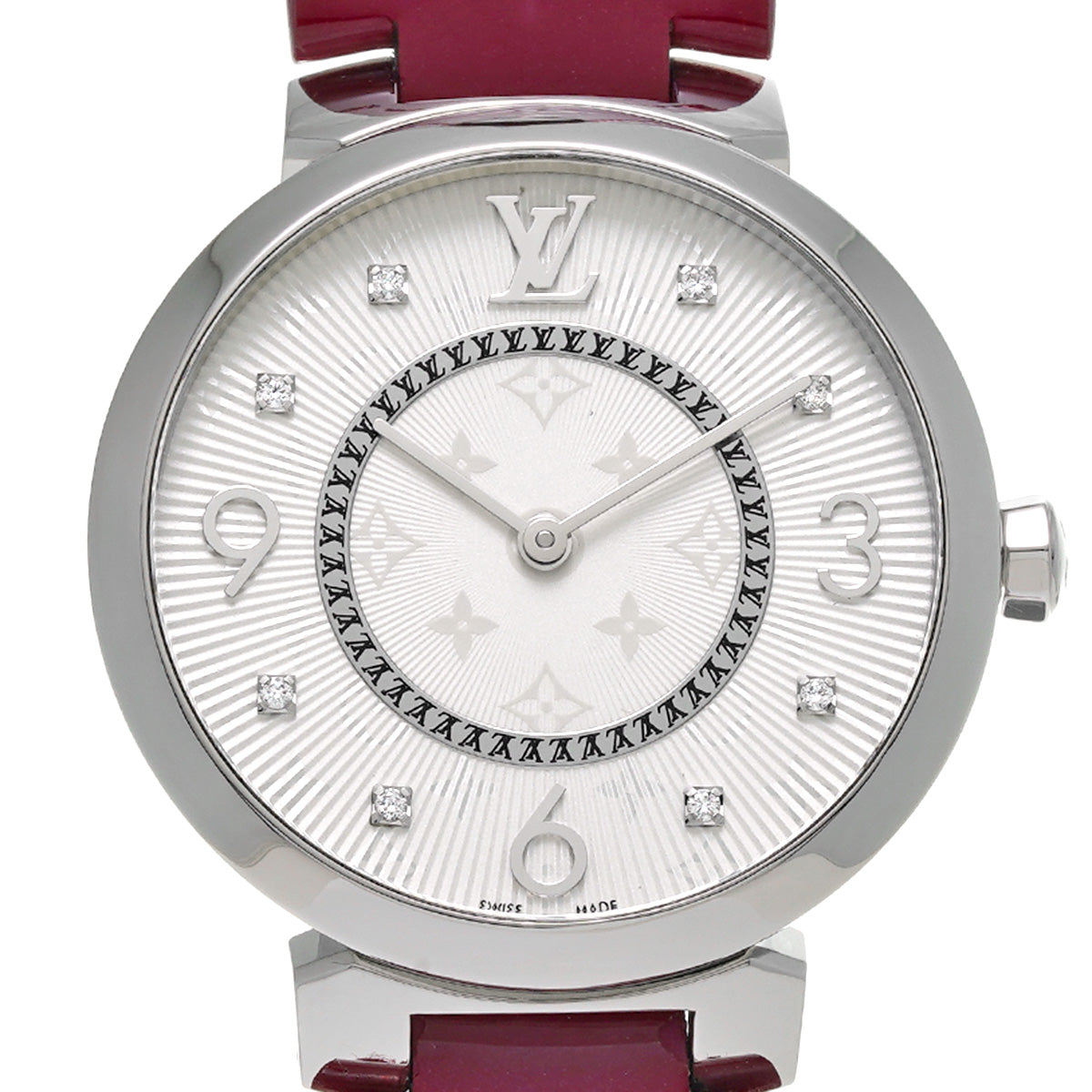 Tambour Slim Q13MJZ Silver/Diamond LOUIS VUITTON Ladies [Pre-owned].