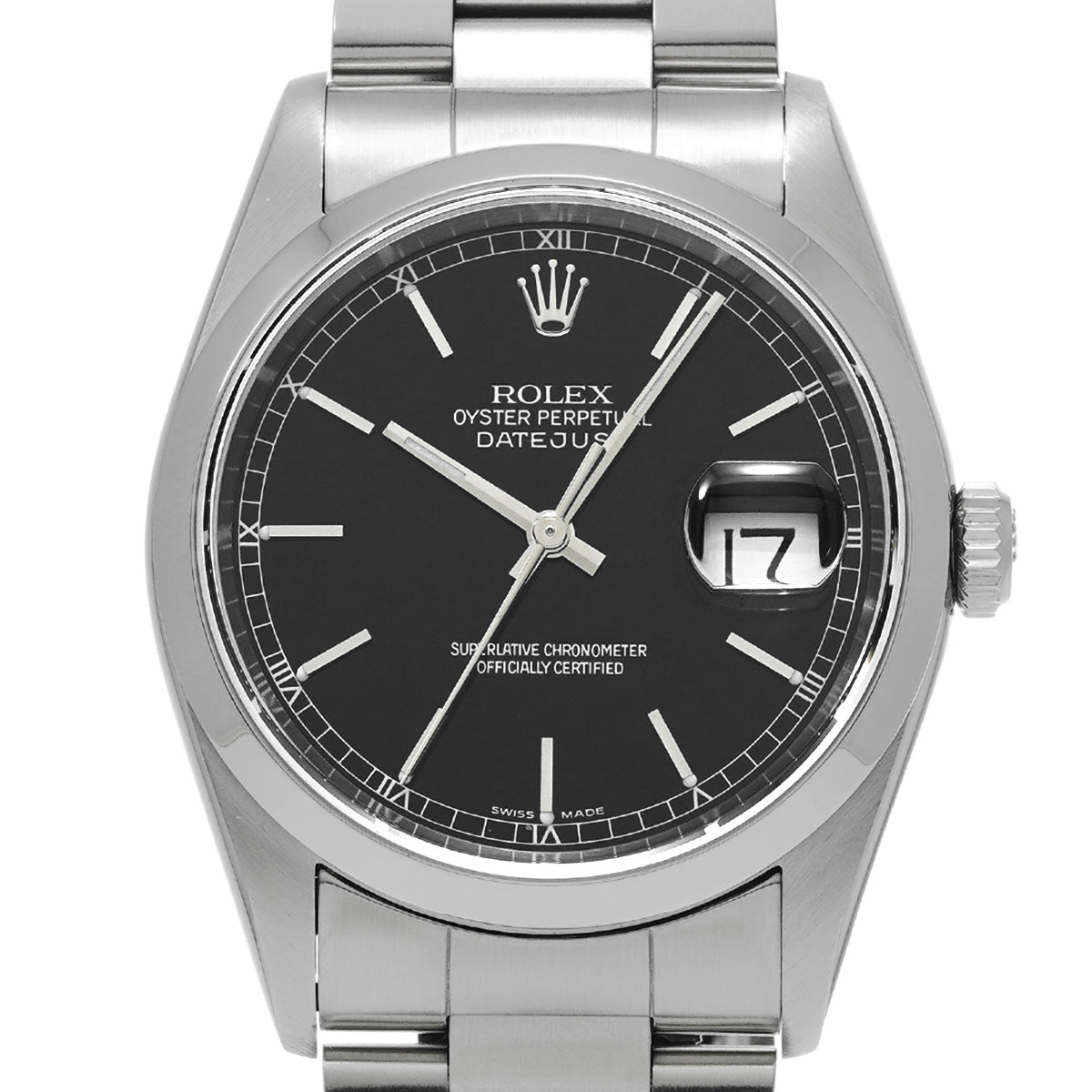 DATE JUST 16200 U (manufactured circa 1997) Black ROLEX Men's [Pre-Owned].