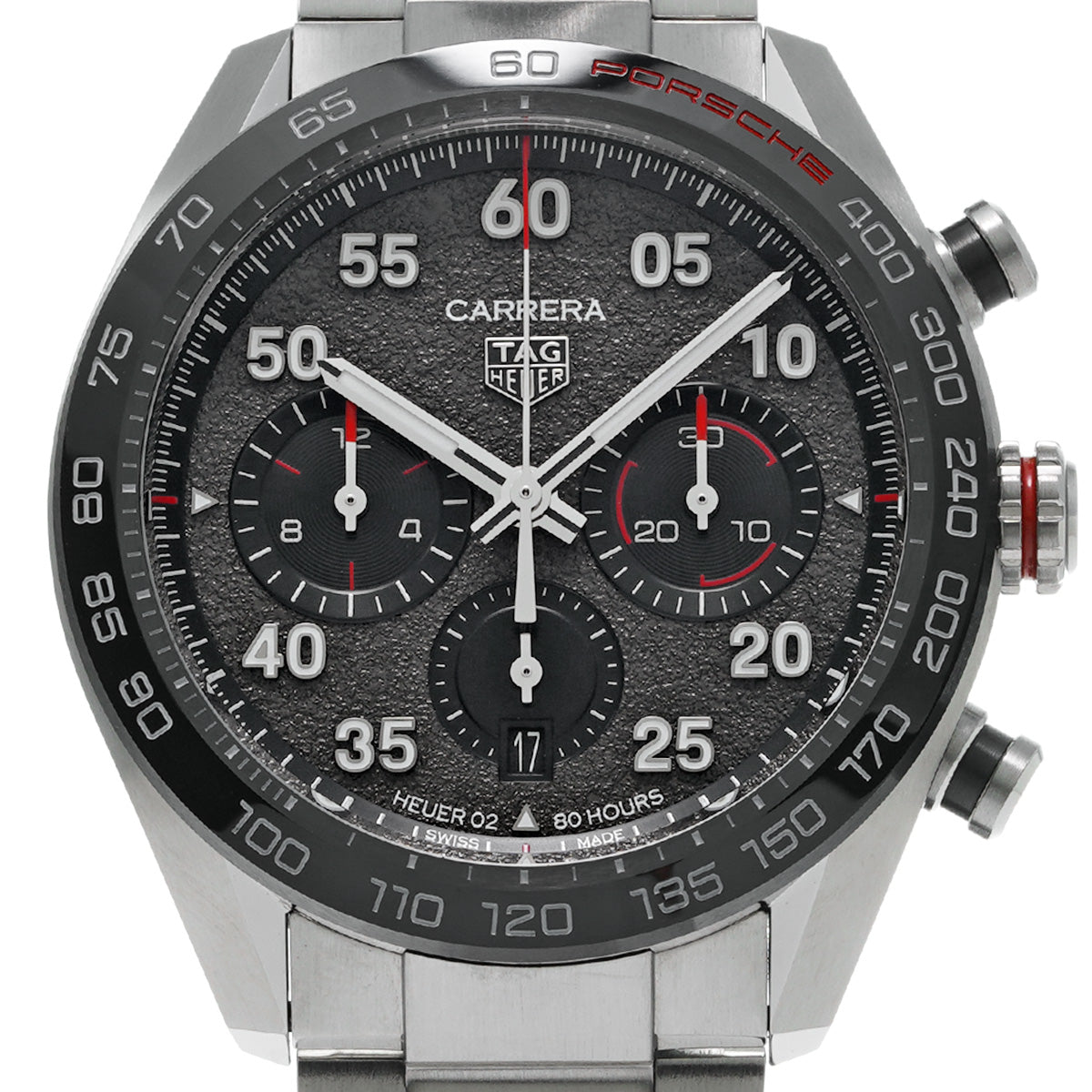 Carrera Calibre Heuer 02 Chronograph Porsche CBN2A1F.BA0643 Gray/Black TAG HEUER Men's [Pre-Owned].