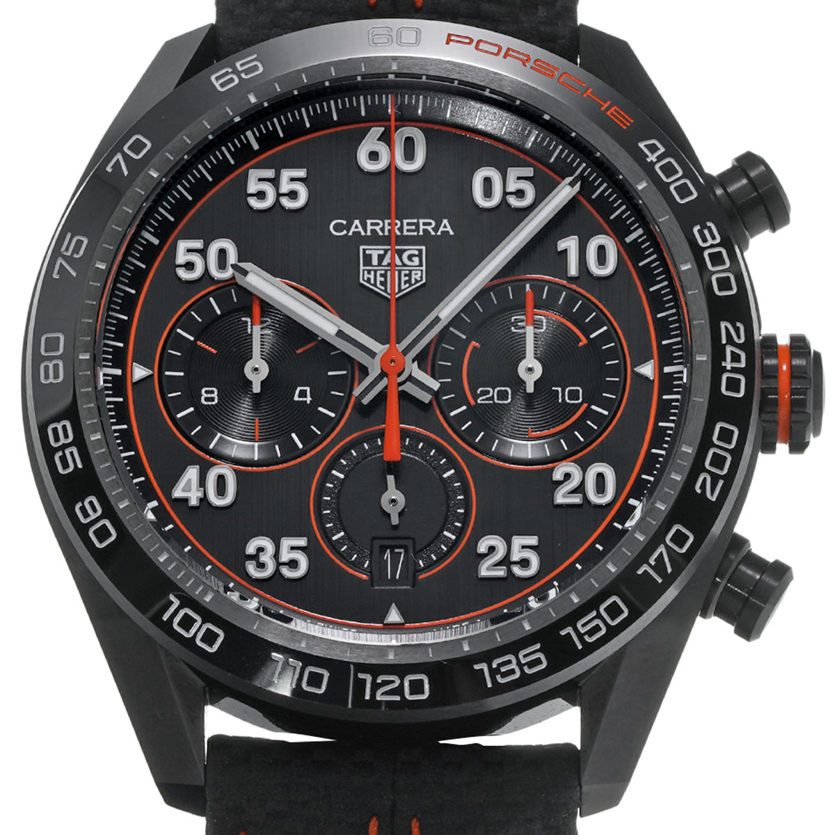 Carrera Calibre Heuer 02 Chronograph Porsche Orange Racing CBN2A1M.FC6526 Black TAG HEUER Mens [Pre-Owned]