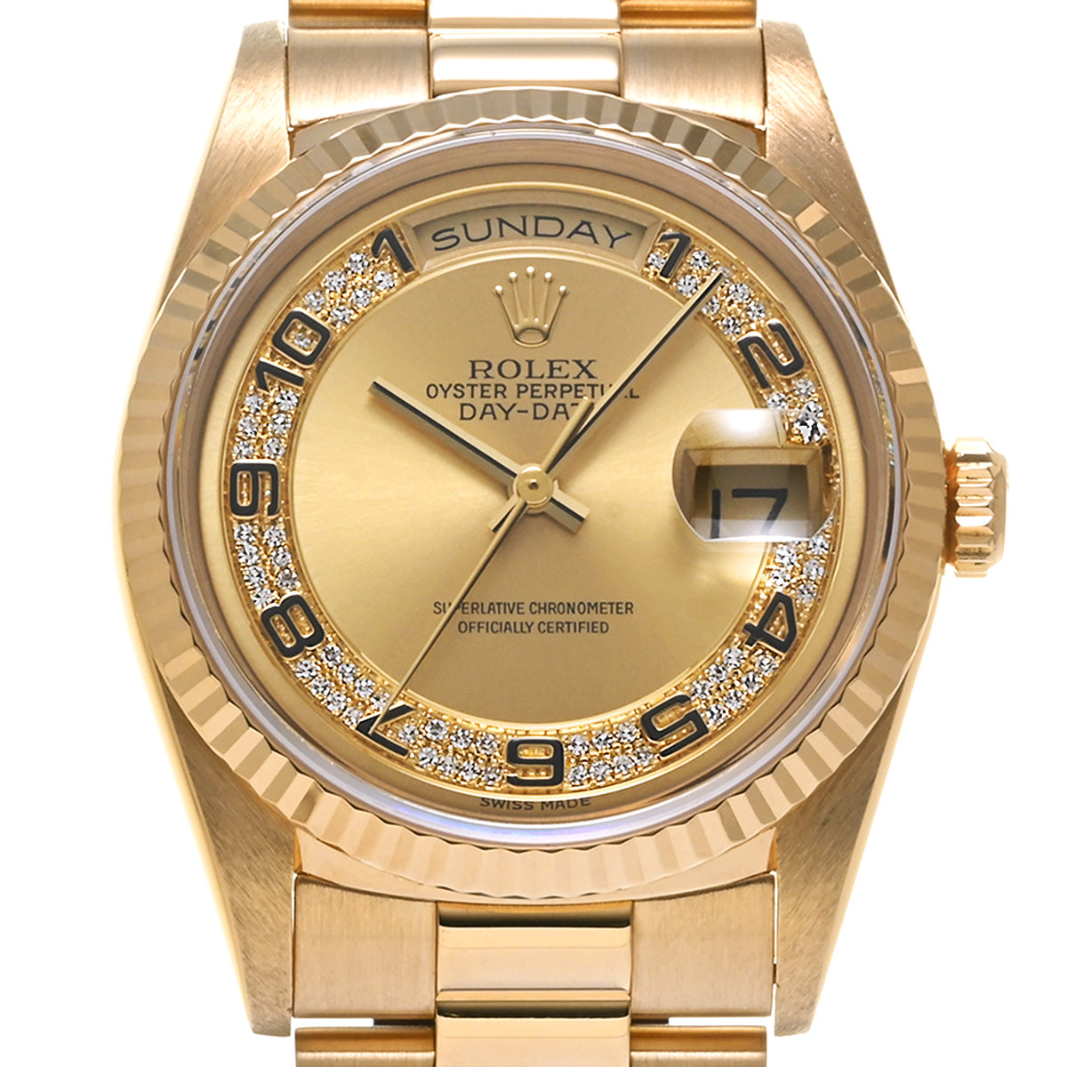 Day Date 36 18238MR W (manufactured circa 1995) Yellow Gold/Milliard Diamonds ROLEX Men's [Pre-Owned].