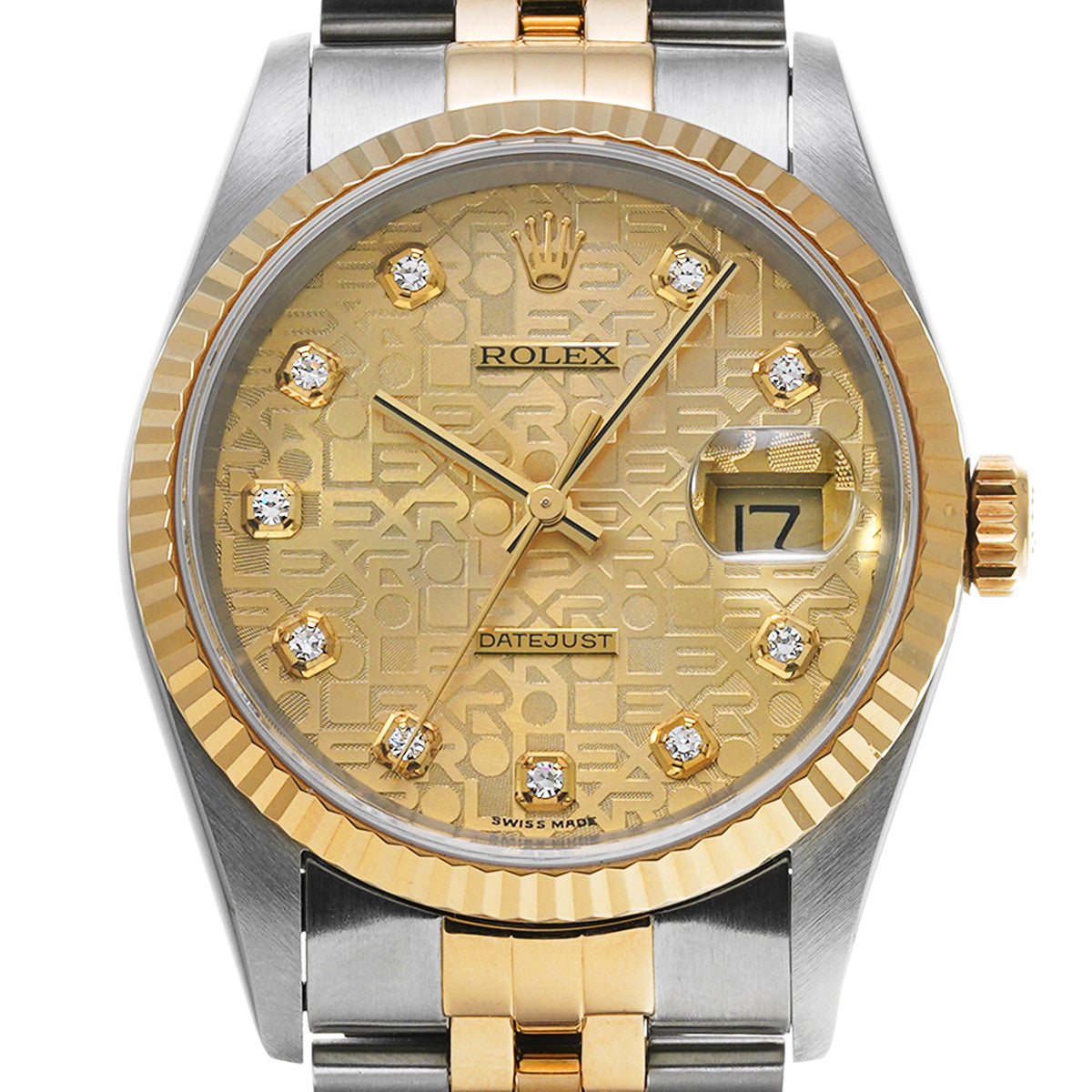 Datejust 16233G U (manufactured circa 1997) Champagne Computer/Diamond ROLEX Men's [Pre-Owned].