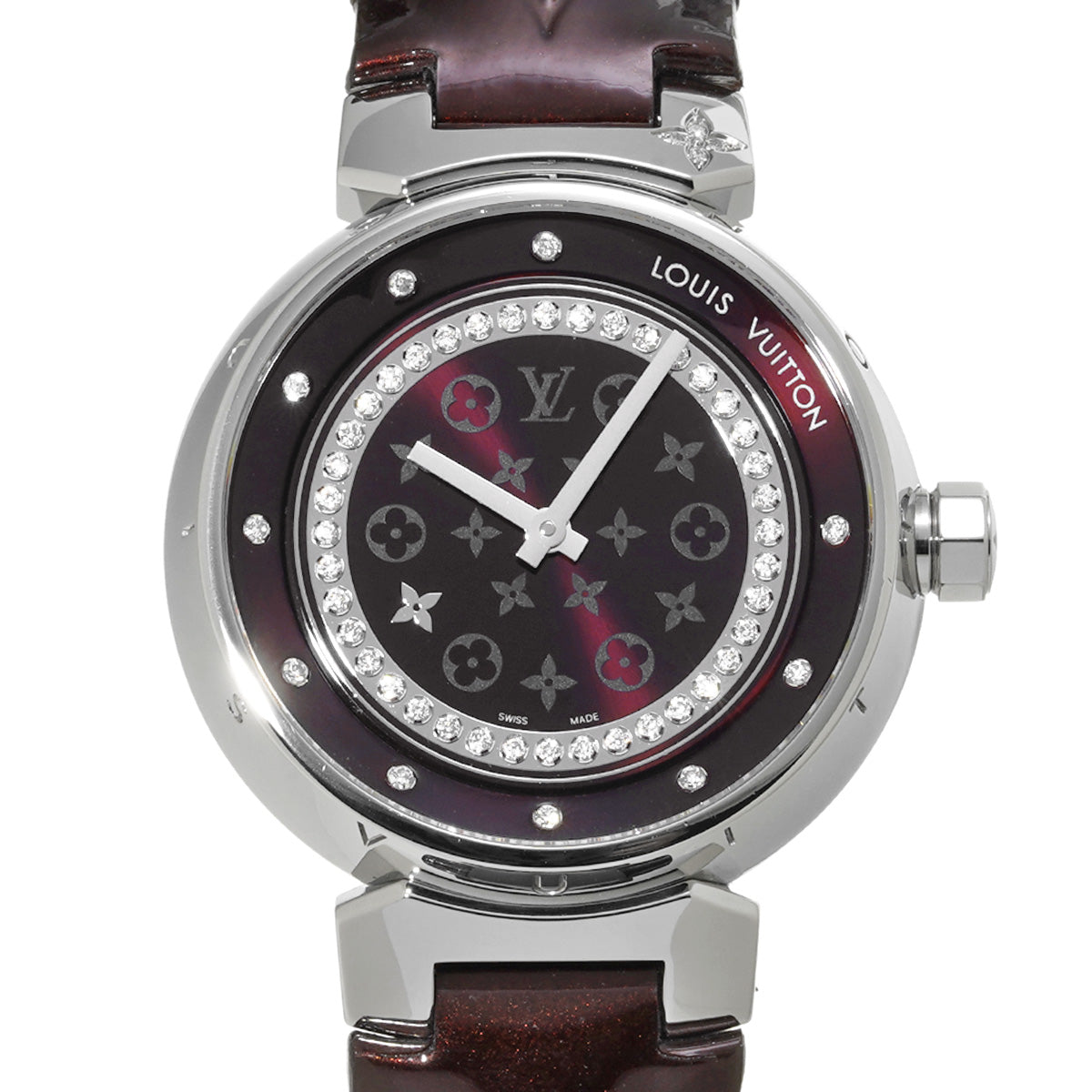 Tambour Disc Amaranth Diamont MM Q1319 Amaranth/Diamond LOUIS VUITTON Ladies [Pre-owned]