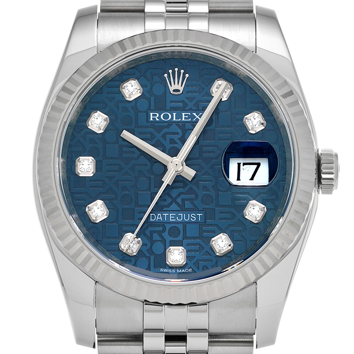 DATE JUST 116234G Random Serial Blue Computer/Diamond ROLEX Men's [Pre-Owned].